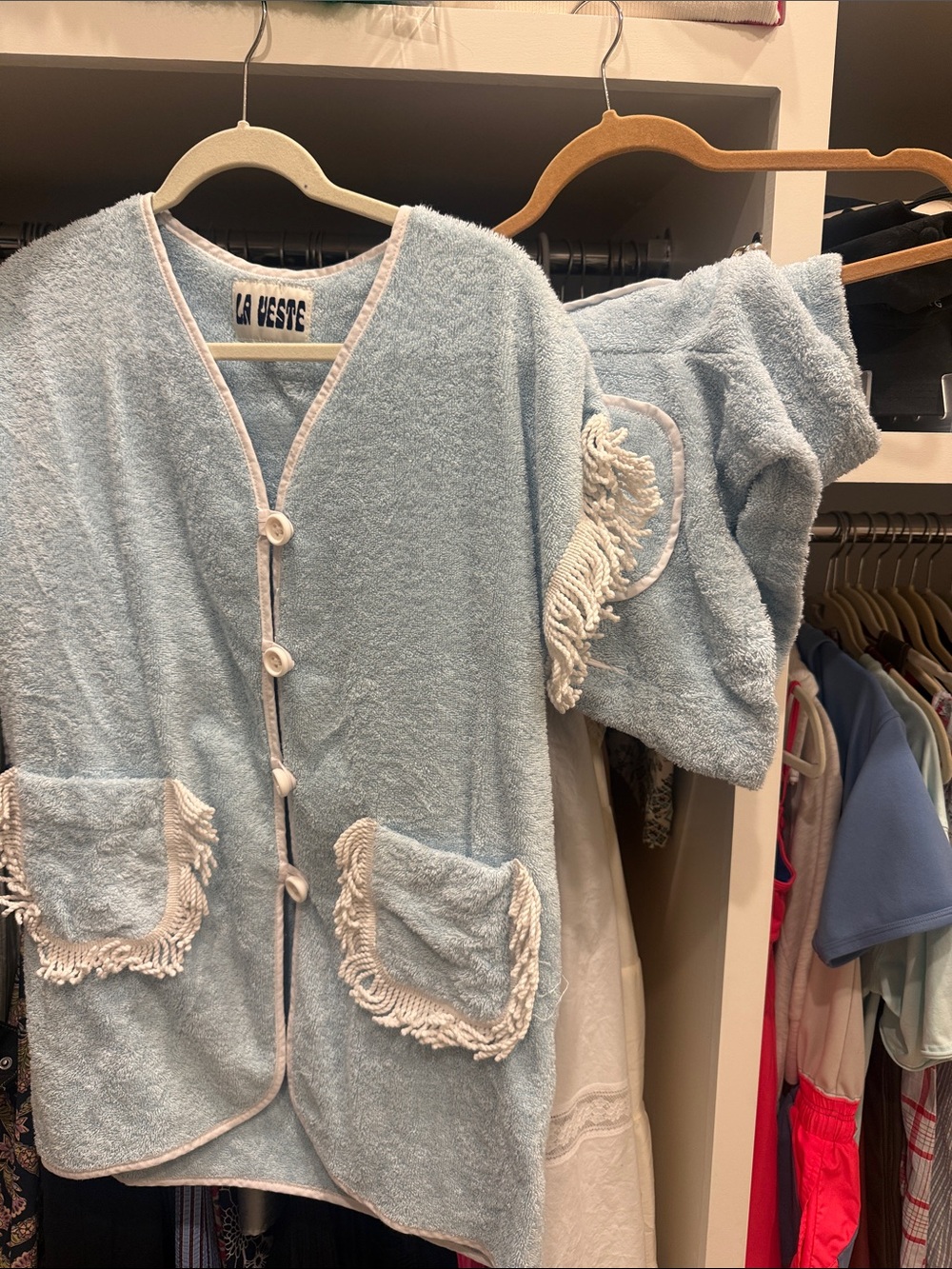 La Veste Light Blue Fringe Terry Coverup SET - Picture 2 of 2
